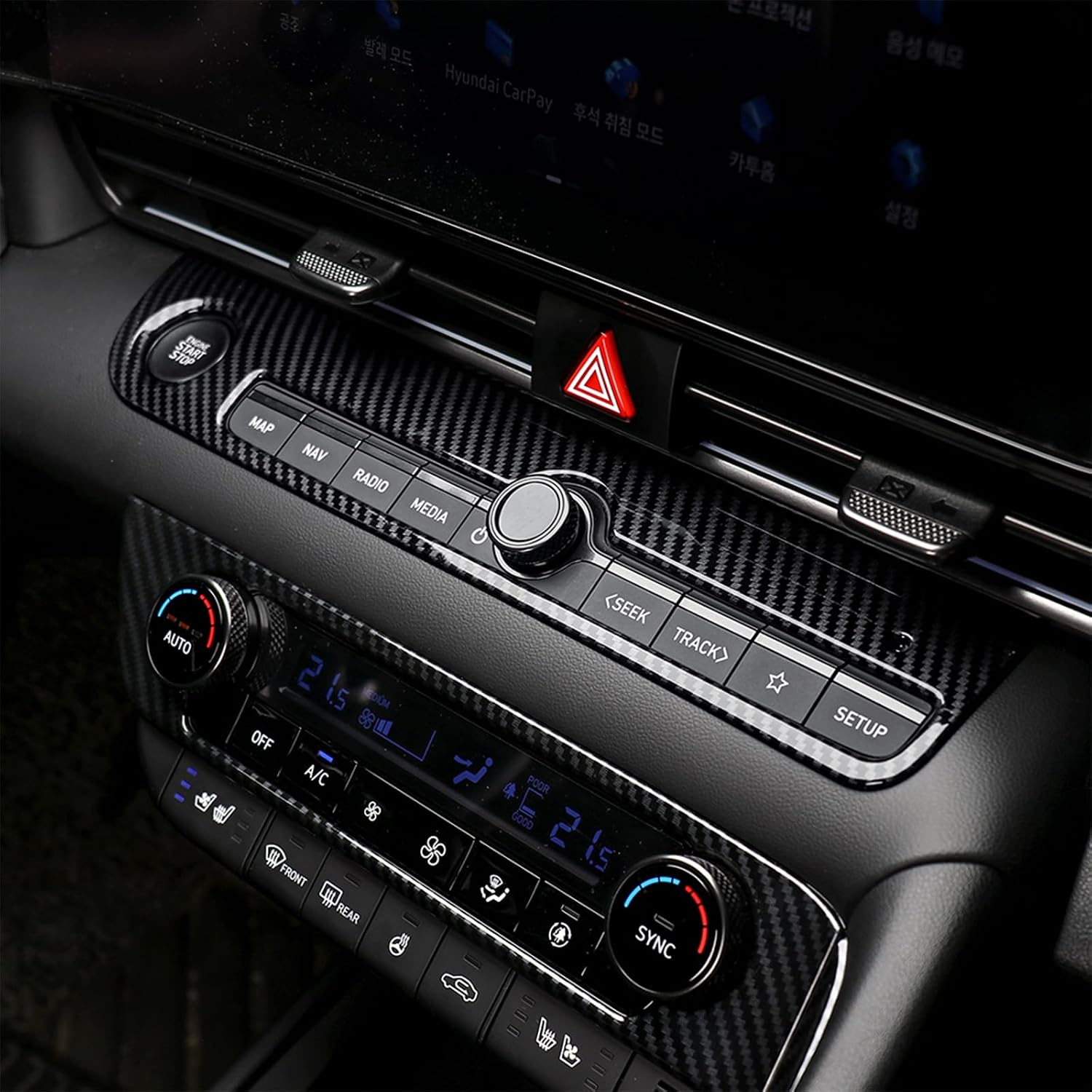 One Piece Car Start Stop Button Cover Car Interior Accessories Compatible with Hyundai Elantra N Elantra N Line CN7 2021–2025 Accessories (Carbon Fiber Pattern)