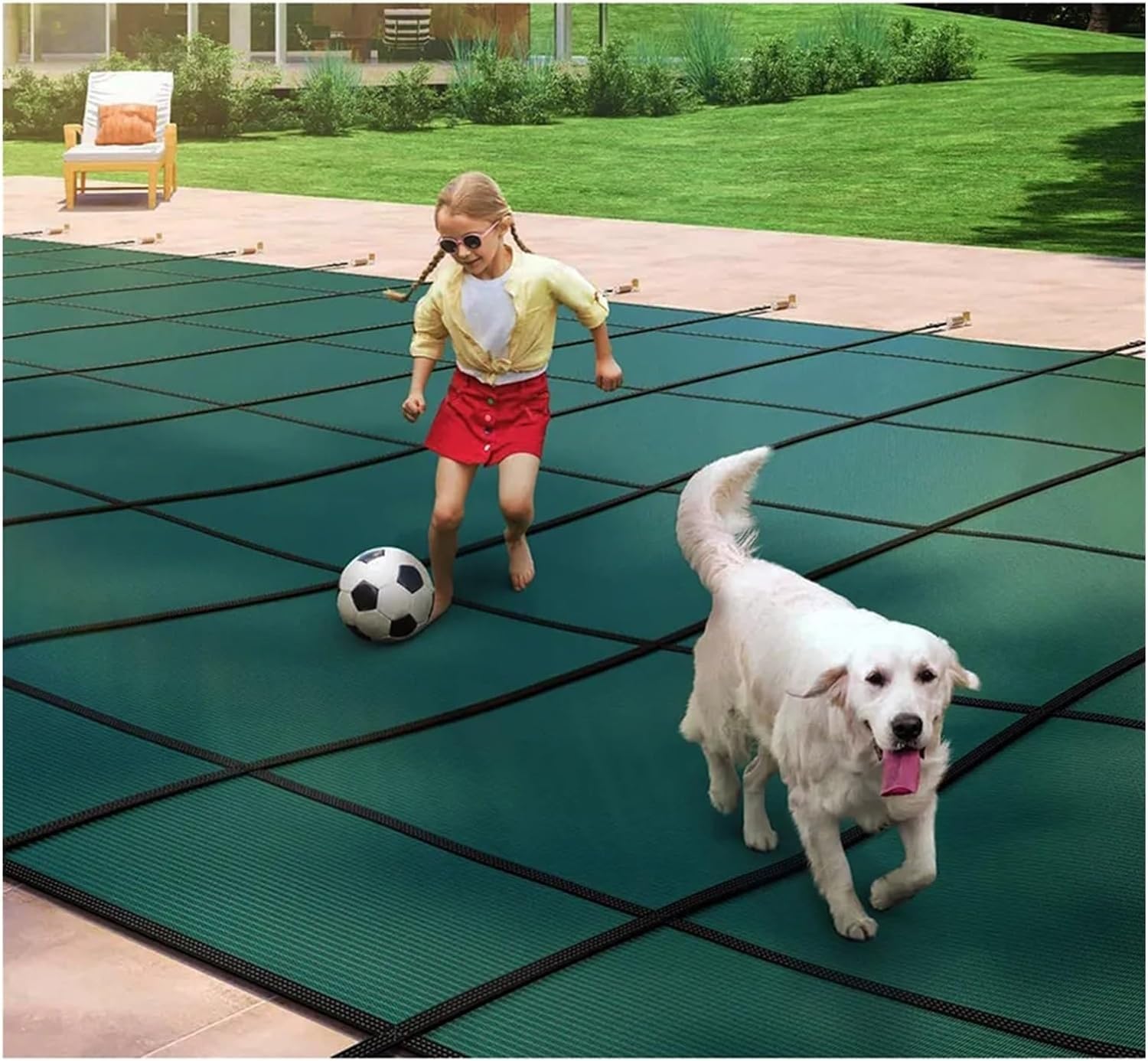 AviiSo Lona Solar para Piscina para Piscinas enterradas rectangulares, 2m/3m/4m/5m/6m/7m/8m/9m/10m Cobertores de Seguridad para Piscinas Malla Verde para Seguridad de niños y Mascotas (Color : Green
