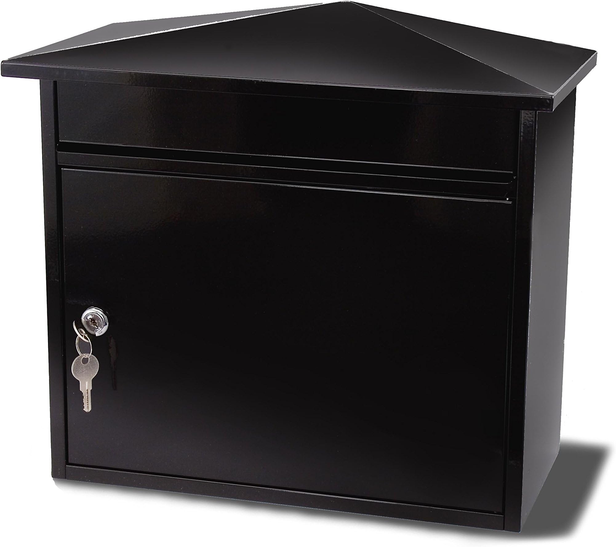 Burg-Wachter MB15BK Mersey Large Wall Mounted Galvanised Steel Post Box , Black 36x35x20cm