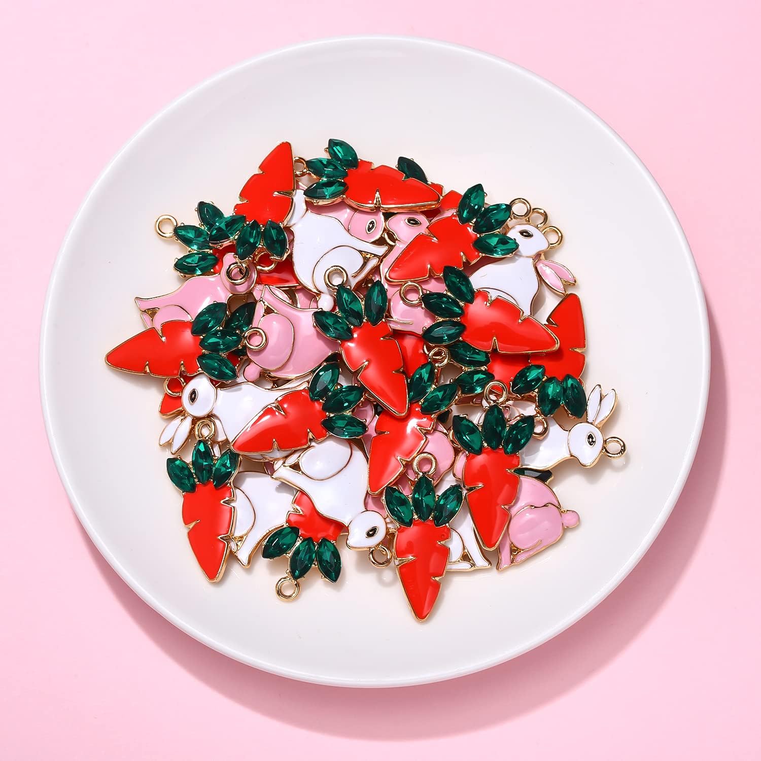 40PCS Easter Charms Enamel Bunny Carrot Egg Pendant Charms for Jewelry Making Cute Meatl Animal Rabbit Charms for Necklace Bracelet Earring Making DIY Crafts - Image 4