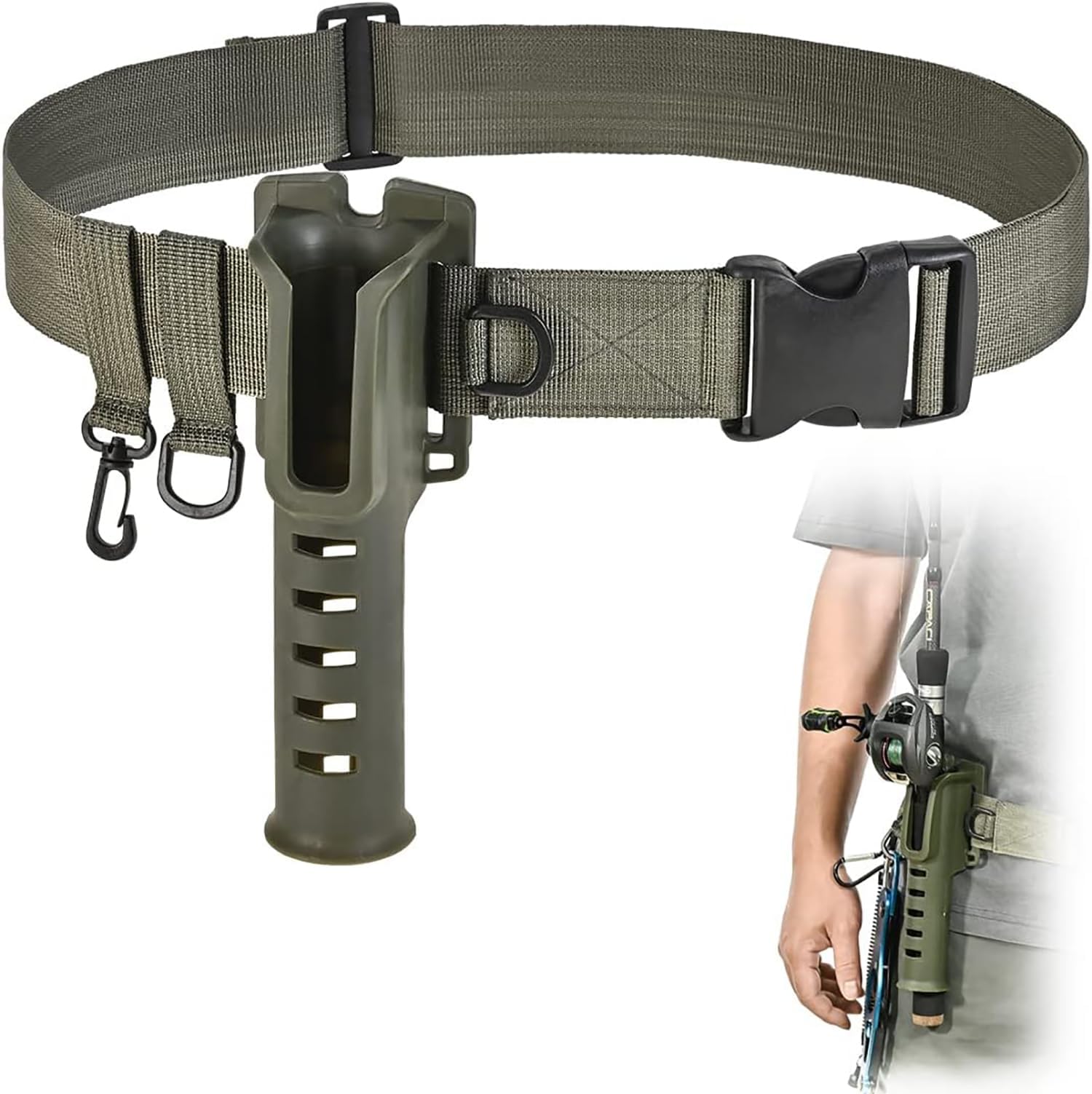 Humitar Fishing Rod Holder Adjustable Waist Wading Belts with Portable Pole Inserter for Spinning Casting Reel Surf Kayak Fly Fishing Portable Fishing Gear Accessories Wader Strap