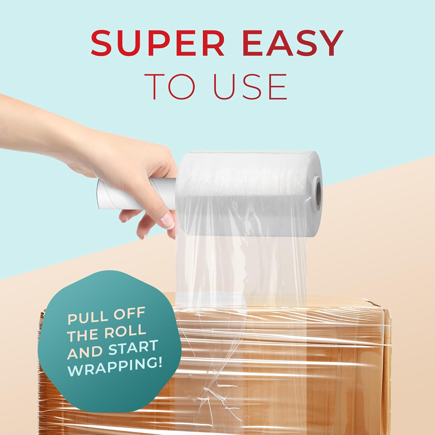 Stretch Packing Wrap, Mini Stretch Wrap Roll, Plastic Pallet Shrink Film with Handle- 5" x 1000" & 80 Gauge Thick + Hybrid Technology with Dispenser (3-Pack)