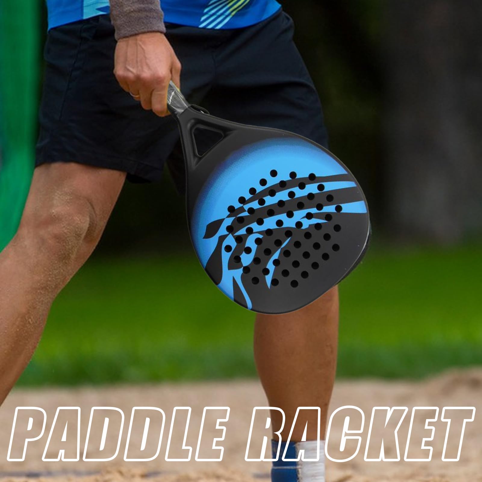 Paddle Racket, Racket, Carbon Fiber Paddle, Ergonomic Grip Design, Lightweight Build, Family Sports Play Beginners Professionals, 18.5x10.43x1.5