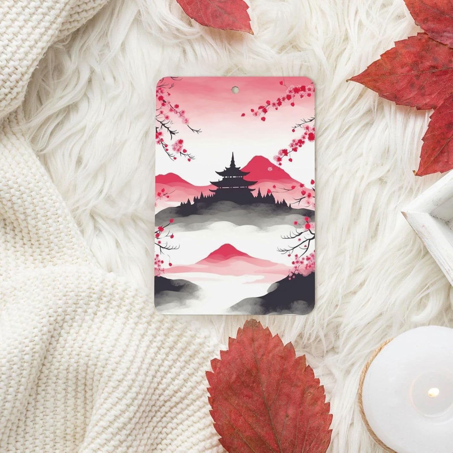 Car Air Freshener 24 PCS Mount Fuji with Cherry Hanging Car Air Fresheners Auto Interior Decor Card Freshener Strong Scented Card Lavender Cars Scents for Office Bedroom Close Drawer Rectangle
