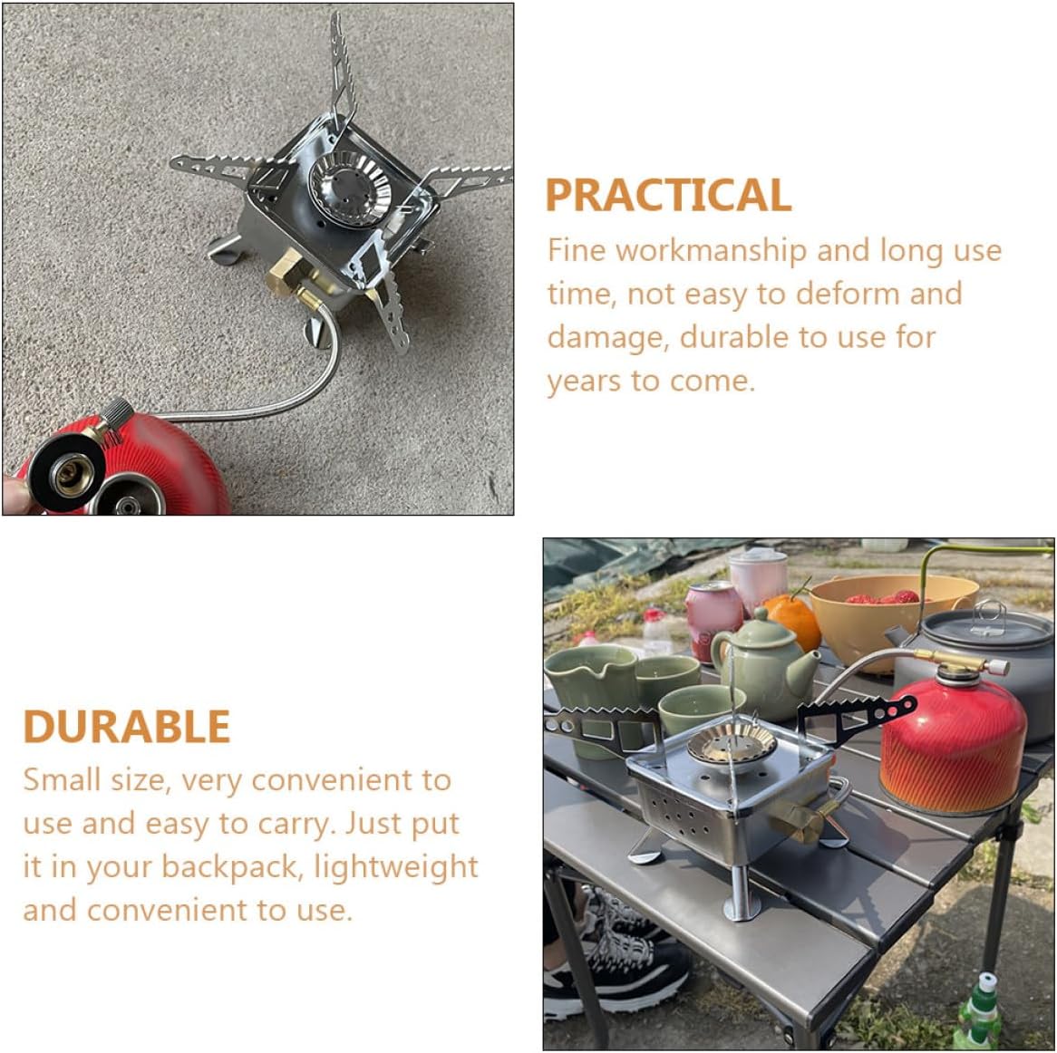 Camping Gas Stove Portable Outdoor Backpacking Stove Burner with Detachable Hose for Hiking Picnic and Camping Use