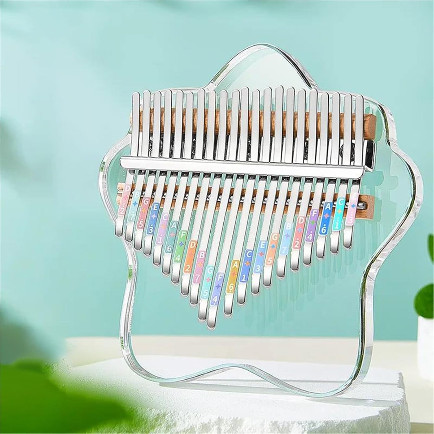 21鍵 カリンバ 親指ピアノ アクリル製 ポータブル ミニ 初心者向けキーボード カリンバ(Style E)