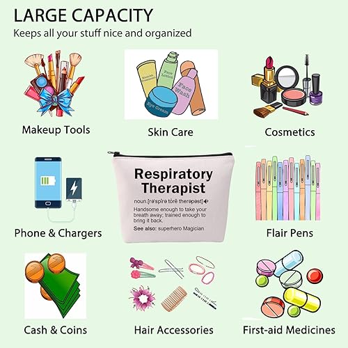 Miniatura 4 de FOTAP Regalos para terapeuta respiratorio para terapeuta respiratorio, bolsa de maquillaje RT, regalos de graduación, personal médico, bolsa de