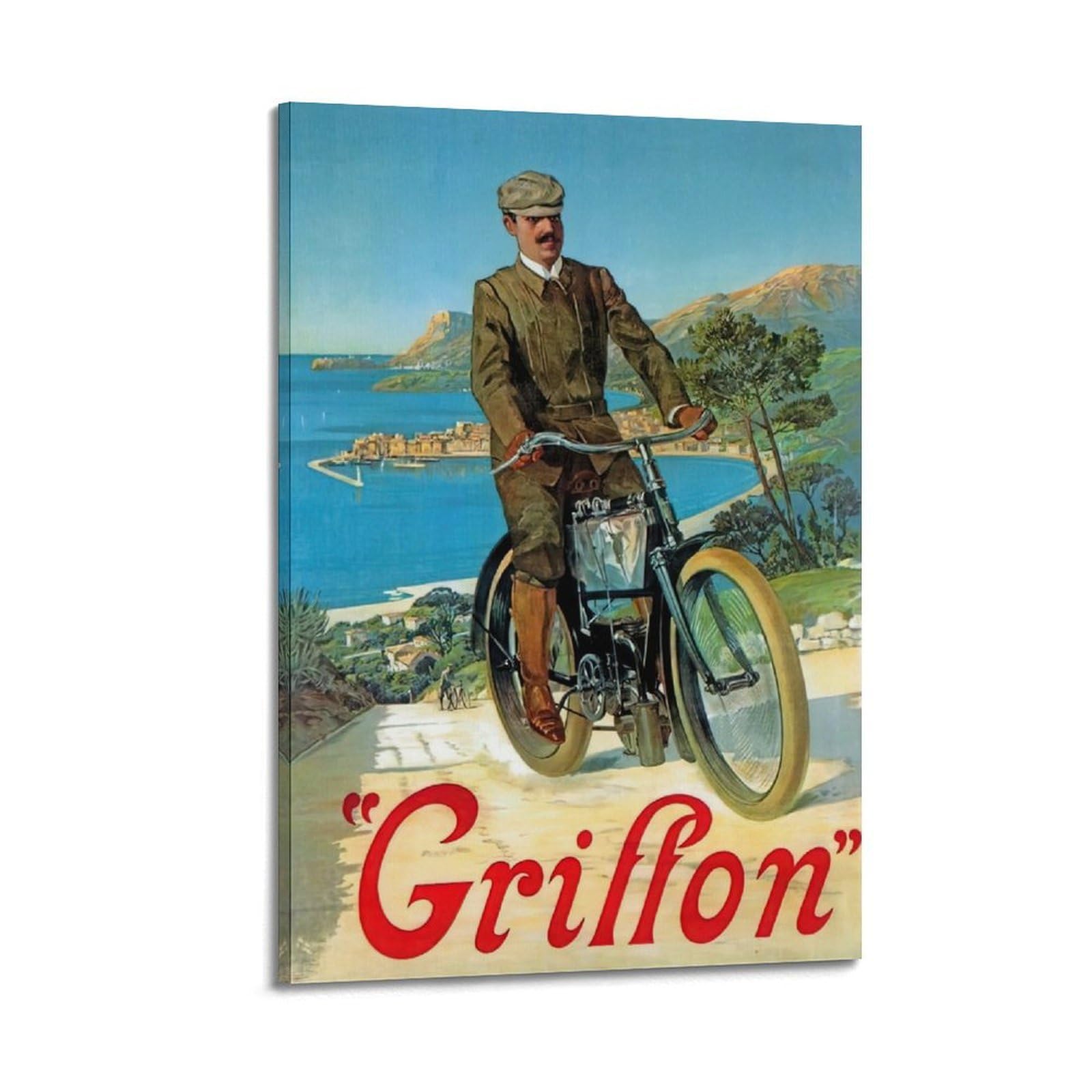 DLJGDS Vintage Poster Australian Bike Motorcycle Uphill Ocean View Decorative Painting Canvas Wall Posters And Modern Family Bedroom Decor 20x30inch(50x75cm)