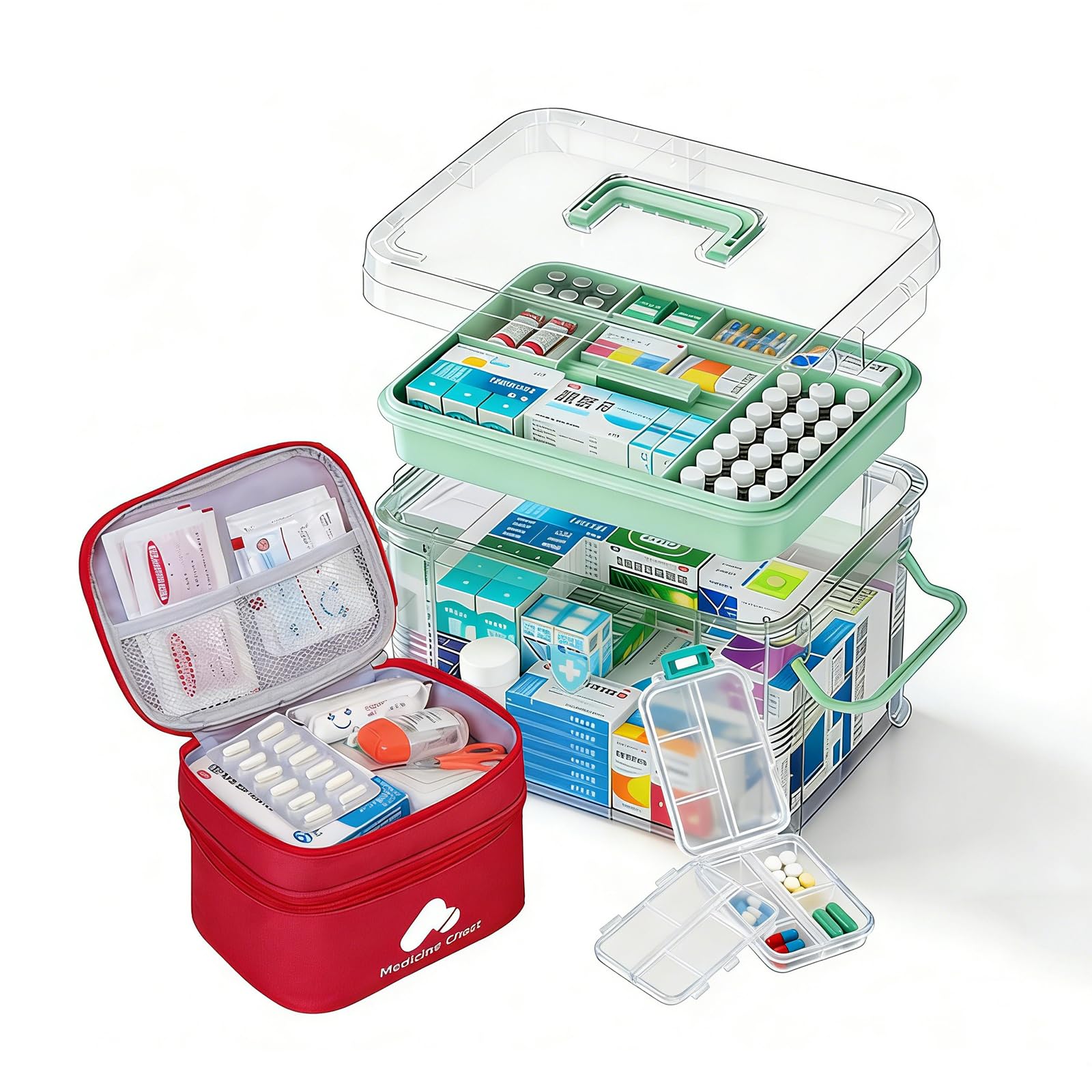 3-Piece Clear Medicine Organizer