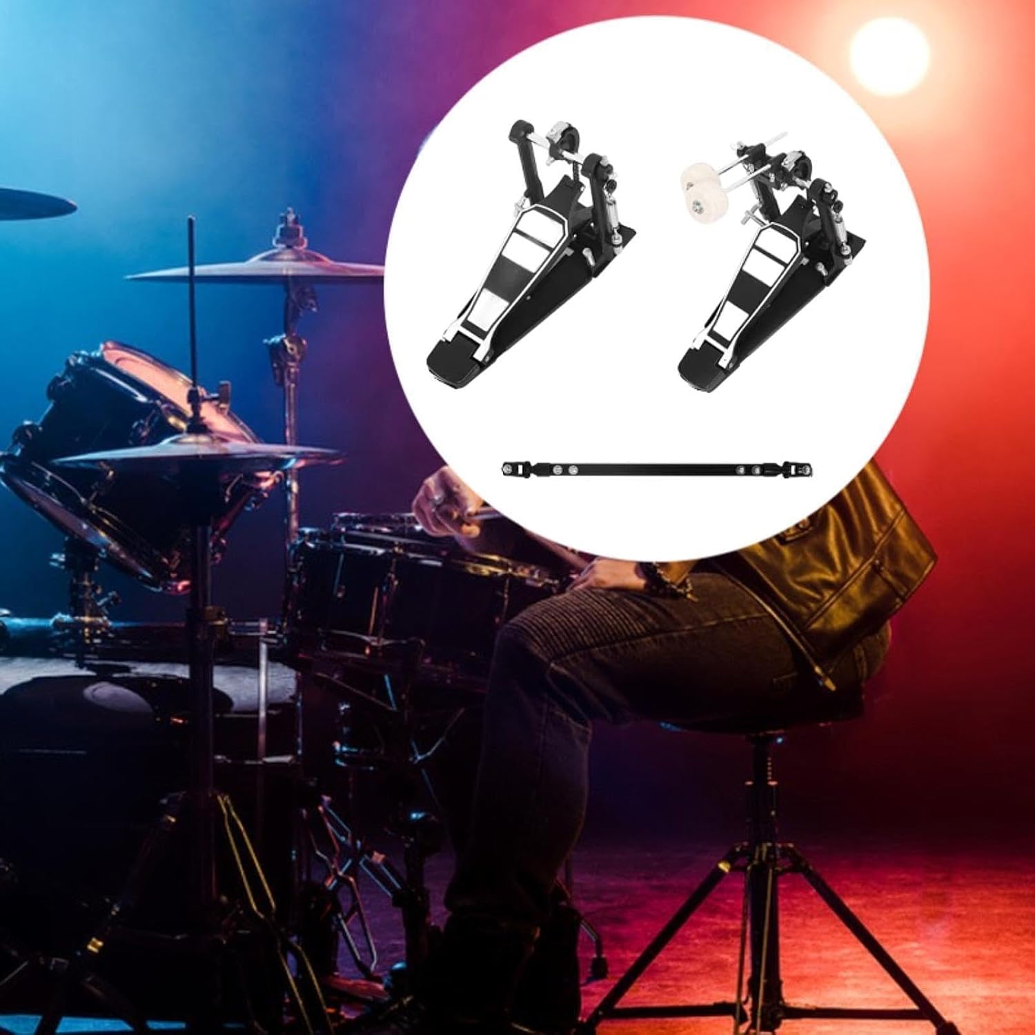 Double Bass Drum Pedal Stabilizers - Heavy Duty Aluminum Alloy Floor Mount for Practice, Live Shows & Electronic Kits (12.99"x9.06") Anti-Slip Base