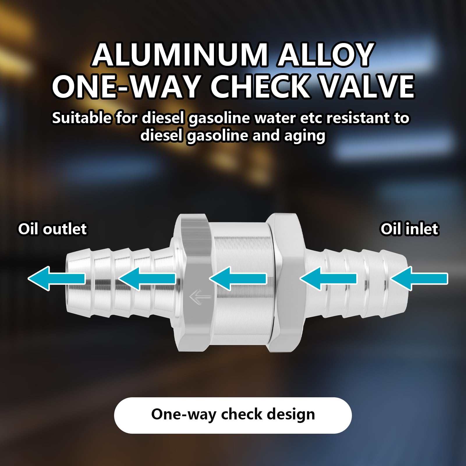 Produktbild von 2x Aluminium Rückschlagventil 8mm – Für Benzin, Diesel, Wasser & Pflanzenöl, Effektiv Für Vergaser & Niederdrucksysteme