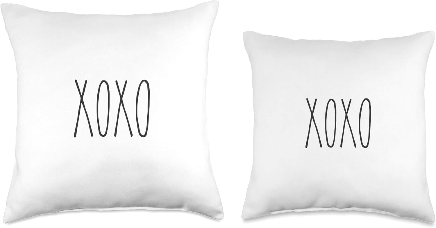 XOXO, Rae Inspired Text Dunn, Hugs, Kisses, Love Throw Pillow