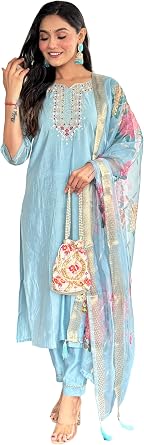 Embroidery work Anarkali alia Dress for Womens 3 Pc Set Partywear Salwar Suit