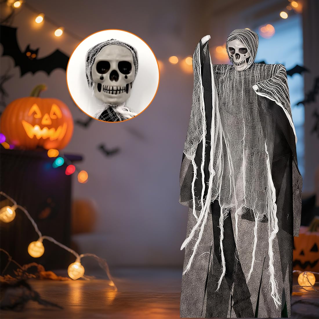 OIXEYA Hängende Halloween-Dekoration, Skelett Hell Produktbild-Vorschau 2