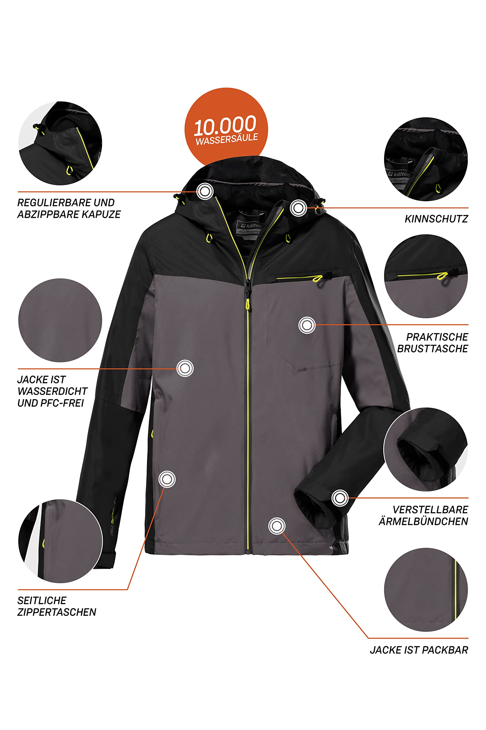 Killtec Herren Kos 6 Mn Jckt Funktionsjacke/Outdoorjacke mit Kapuze, packbar