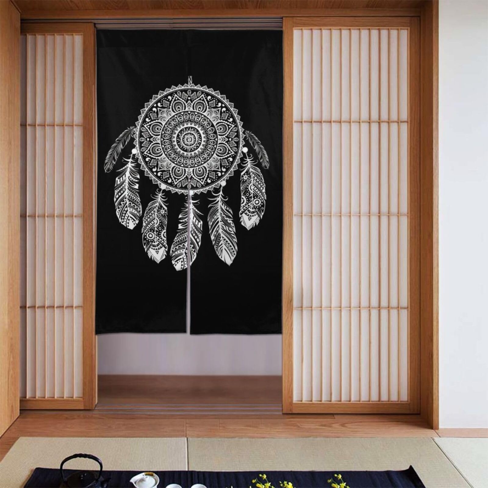 Lukiyys Southwestern Native American Indian Buffalo Skull Feathers Door Curtains,Doorways Curtains for Windows,Bedroom Divider 34"X 56"