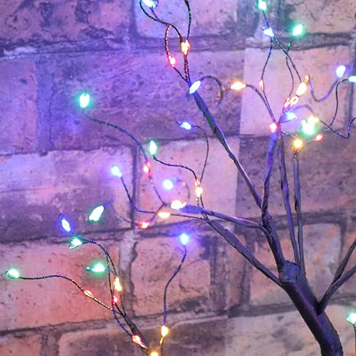 Miniatura 3 de Lámpara de escritorio con luz LED para árbol de mesa, árbol artificial para oficina en casa, ramas decorativas para fiestas, Halloween, vacaciones,