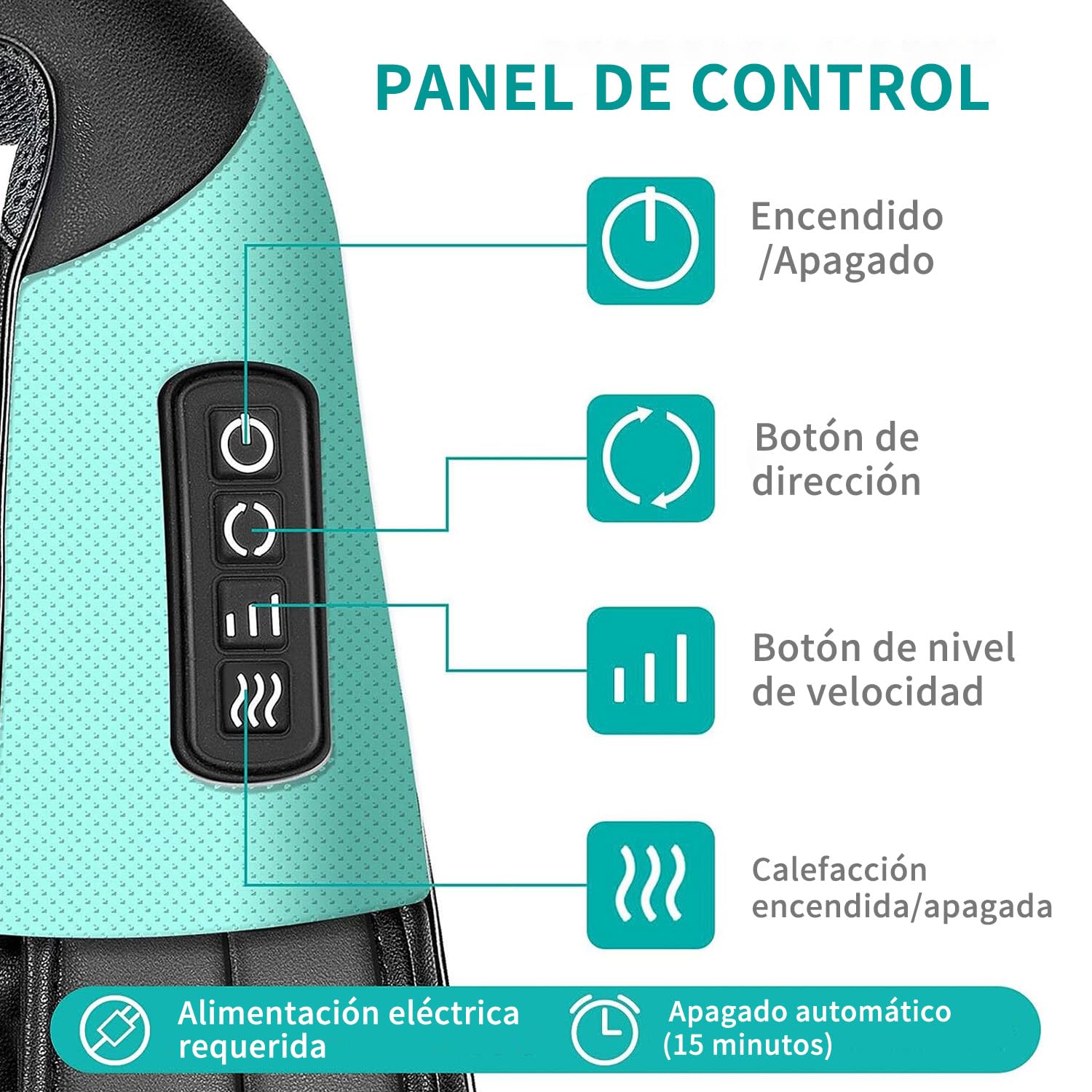 Nekteck 3D masajeador cervical y espalda con calor relajante, shiatsu de tejido profundo masajeador cervical, hombro, espalda y masajeador de cuello Para uso en el hogar, oficinas y automóviles