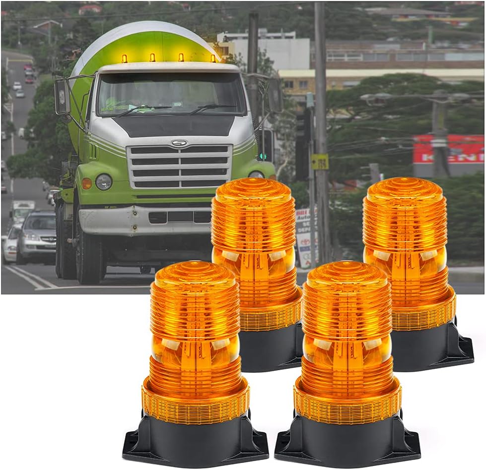 Xprite 30 LED Amber Forklift Beacon Strobe Light Safety Warning Flashing Lights for 10-110V Mower, ATV, Trucks, Tractor, Golf Carts, UTV, Cars, Bus-4PCS