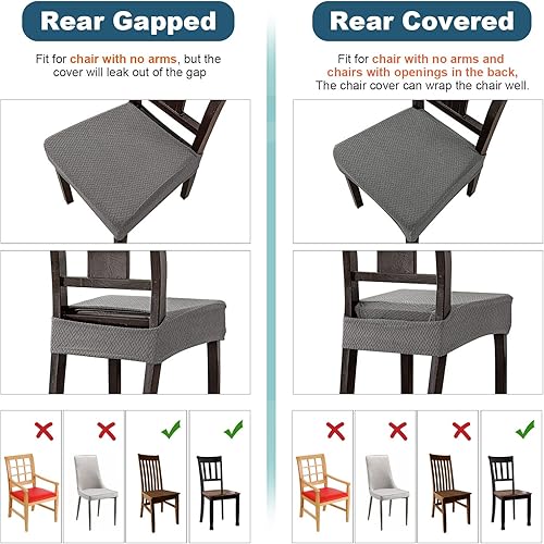 Miniatura 3 de Genina Fundas de asiento impermeables para sillas de comedor (6 unidades, con abertura trasera, gris)