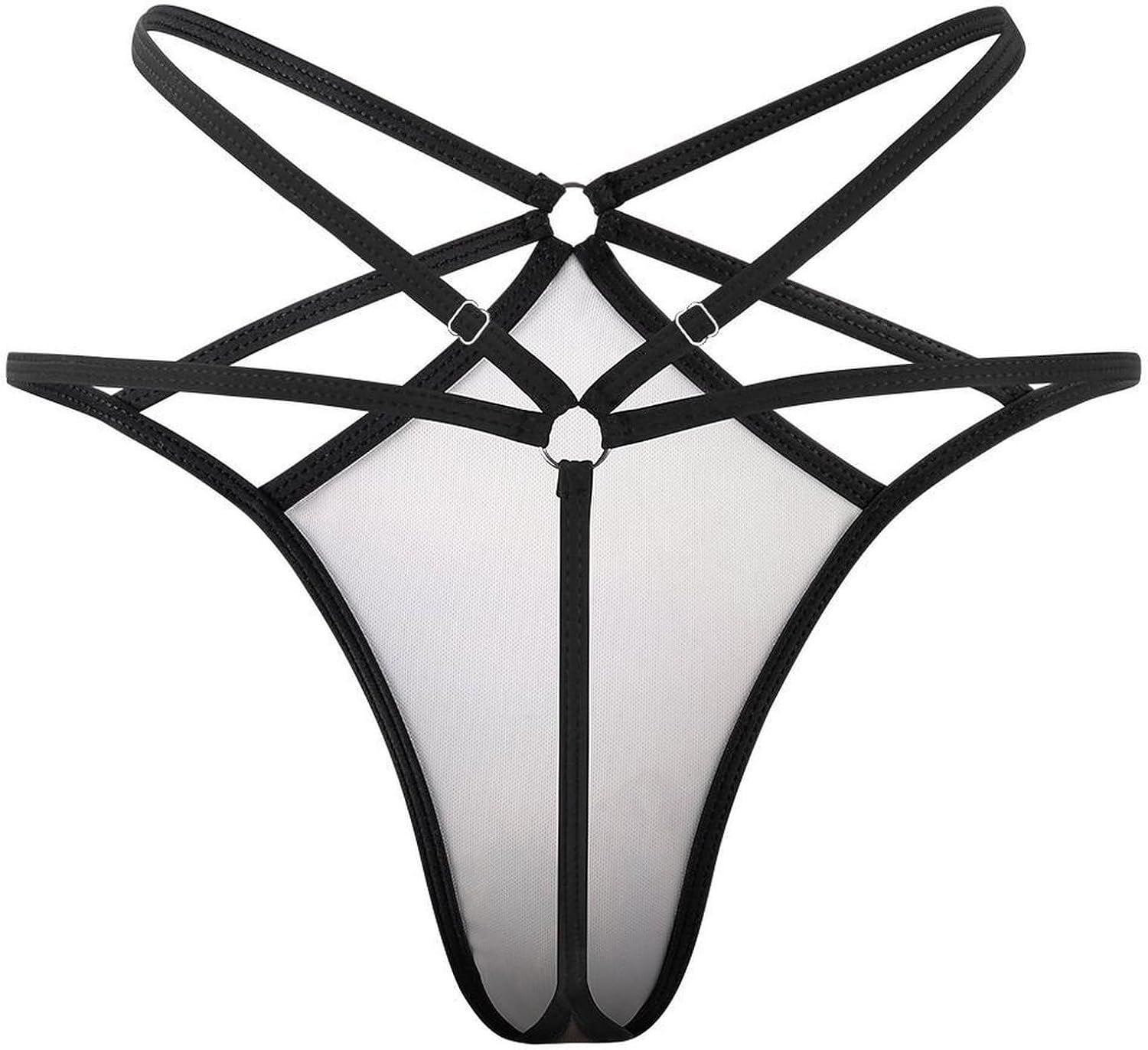Women's Sexy G-String Thong Panties, Sheer Mesh T-back Underpants | Sea Waves Breathable Stretchy Low Rise Underwear, Comfort Soft No Show Panties for Date Night, 3X-Large
