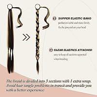 Vista 36 de BARSDAR Extensión de Cola de Caballo Trenzada de 30 Pulgadas de Largo - Extensiones de Cabello de Cola de Caballo Trenzada Rubia Recta Envolvente
