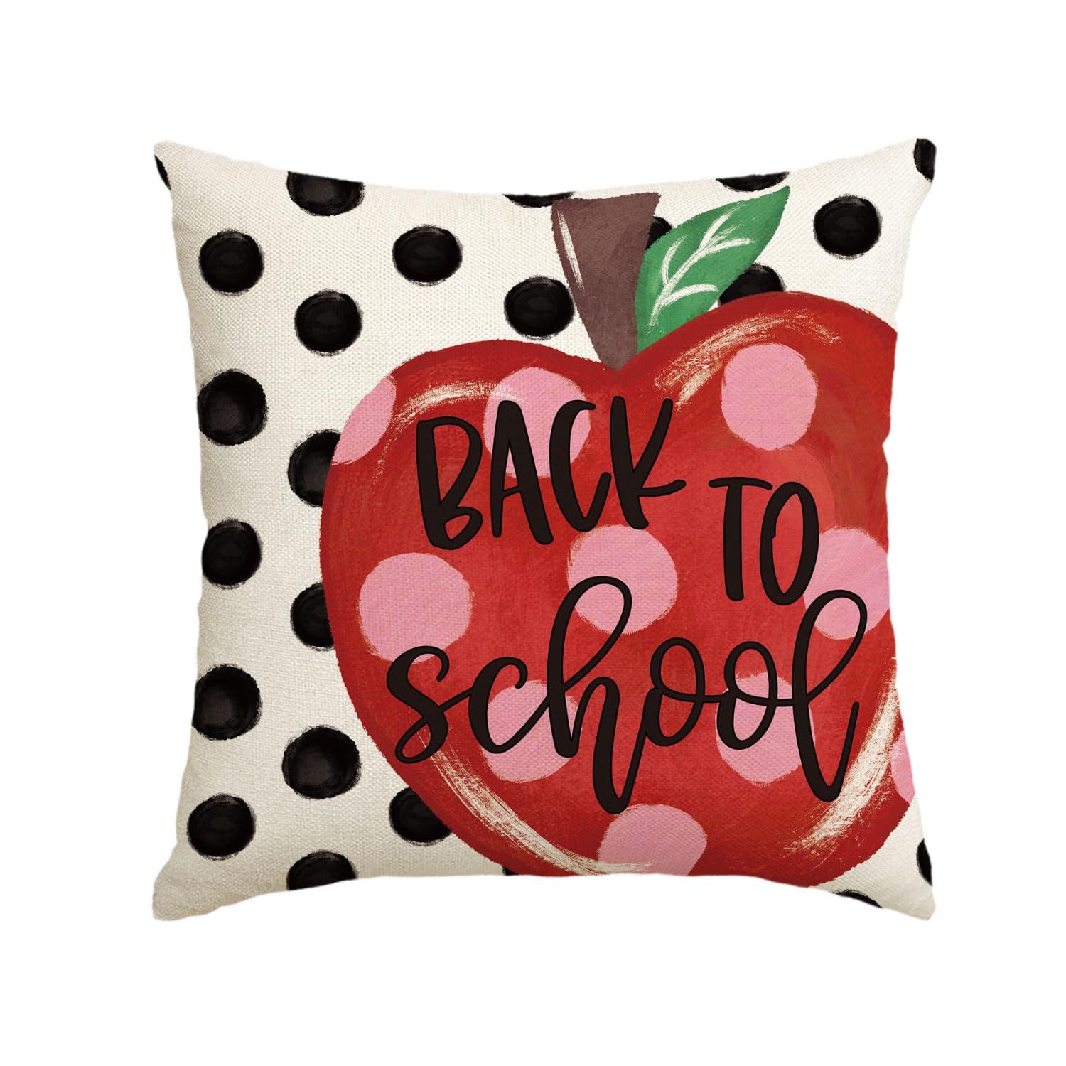 Housse de coussin à pois pomme 45,7 cm, cadeau idéal premier jour d'école