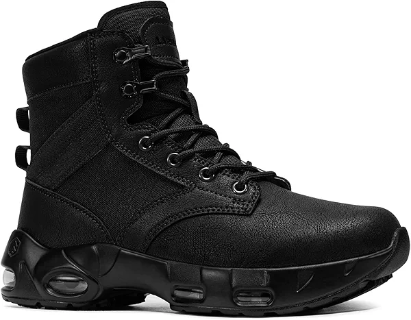 LARNMERN Non Slip Women's Shoes Work Slip Resistant Boots Sole-Cushion Side Zipper Comfort Botas Hiking Hombre Zapatos de Trabajo Black