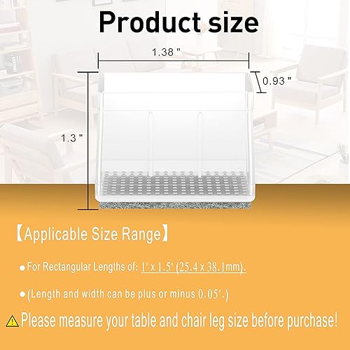 Miniatura 7 de Protectores de suelo rectangulares de 1 x 2 pulgadas para patas de silla para suelos de madera dura cubiertas de silicona para proteger suelos de
