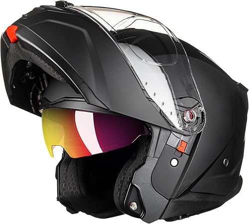 ILM Casco de motocicleta modular de cara completa para hombres y mujeres DOT ECE Powersports Moto Street Racing Modelo B-711 (negro mate, S)