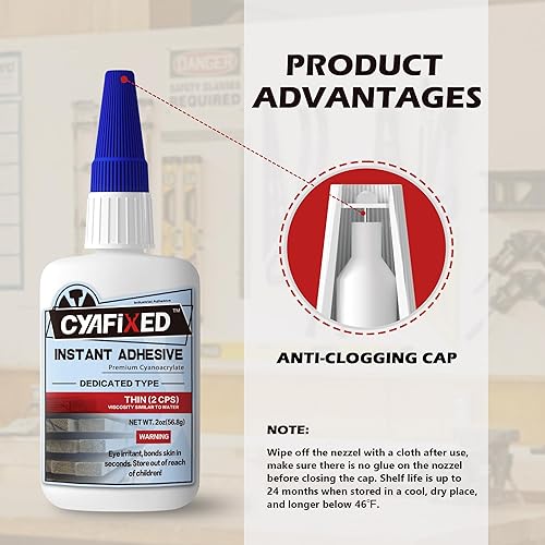Miniatura 3 de Super Glue, pegamento CA para carpintería, adhesivo instantáneo de grado industrial de 4 onzas, adhesivo de cianoacrilato de viscosidad fina,