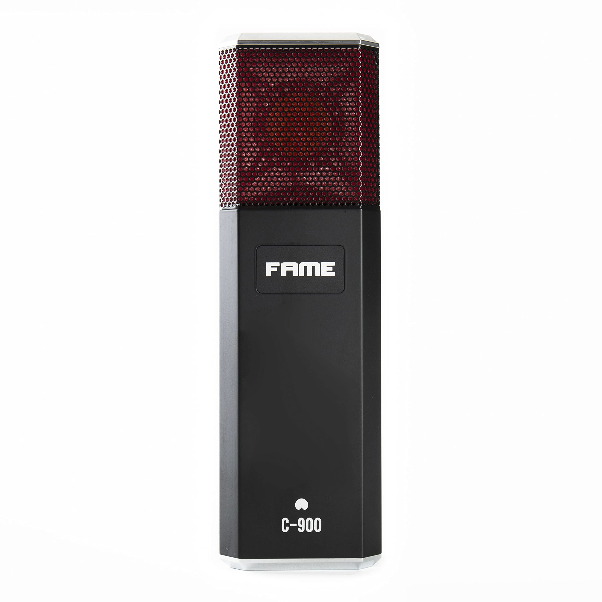Fame Audio Studio C-900, Großmembran Kondensatormikrofon, Schwarz, Nierencharakteristik, 20-20.000Hz, 135dB SPL, 12.5mV/Pa, XLR, 48V, inklusive Spinne und Poppschutz, für Vocal/Gesang und Heimgebrauch
