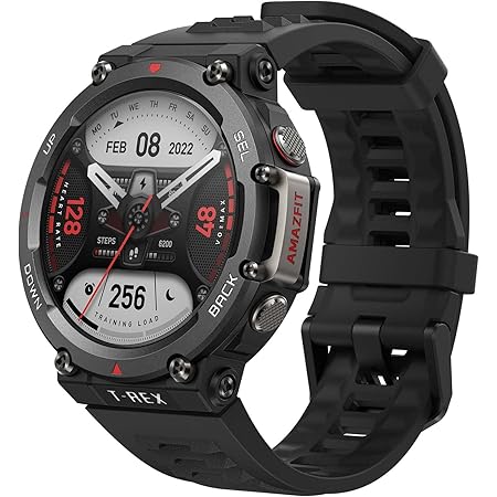 Amazfit T-Rex 2 Smart Watch for Men, Dual-Band & 6 Satellite Positioning, 24-Day Battery Life, Ultra-Low Temperature Operation, Rugged Outdoor GPS Military Smartwatch, Real-time Navigation-Black