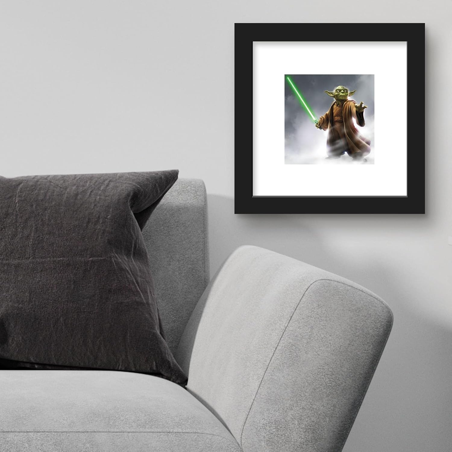 Trends International Gallery Pops Star Wars: Saga - Moments Edge Yoda Lightsaber Wall Art Wall Poster, 12.00" x 12.00", Black Frame Version