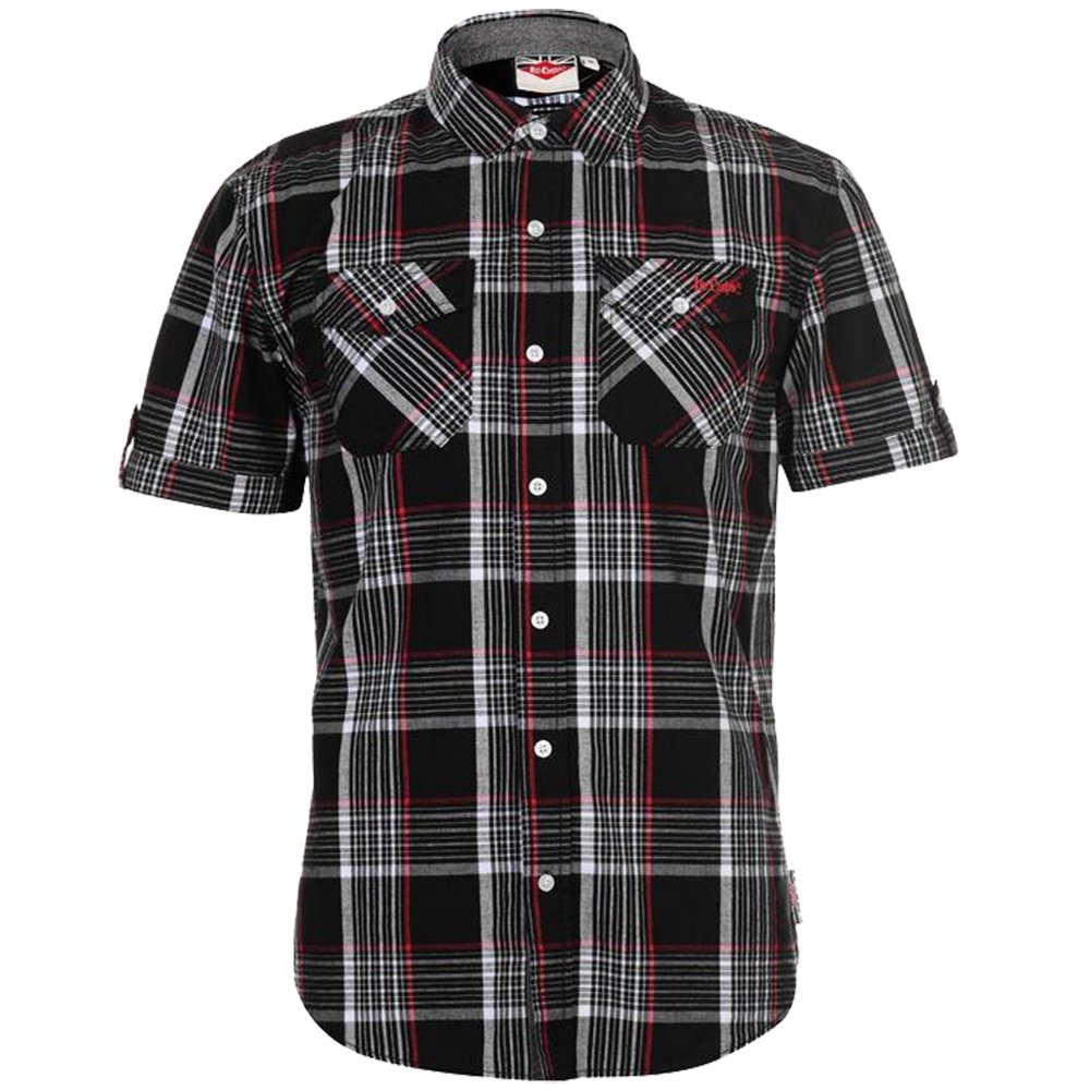 Lee Cooper Mens S/S Checked Shirt - Black/White/Red