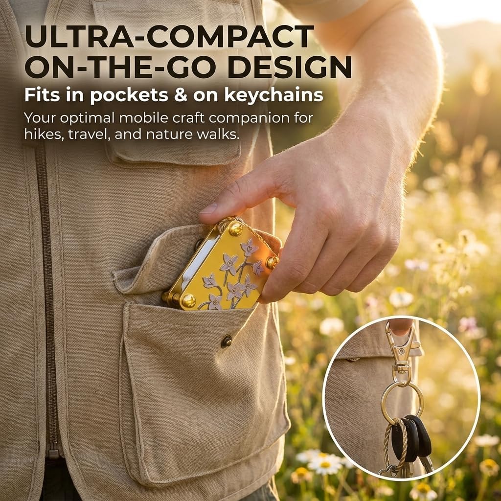 Depehelp Mini Flower Press Keychain Portable Micro Flower Press Kit with 20Pcs Paper Miniature Botanical Preserving Tool for Hiking Nature Walks and DIY Crafts image 3