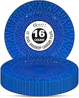 Vista 10 de PARTY BARGAINS Platos de carga de plástico de 13 pulgadas, diseño de gota de lluvia, azul, cargadores de mesa redonda desechables para bodas