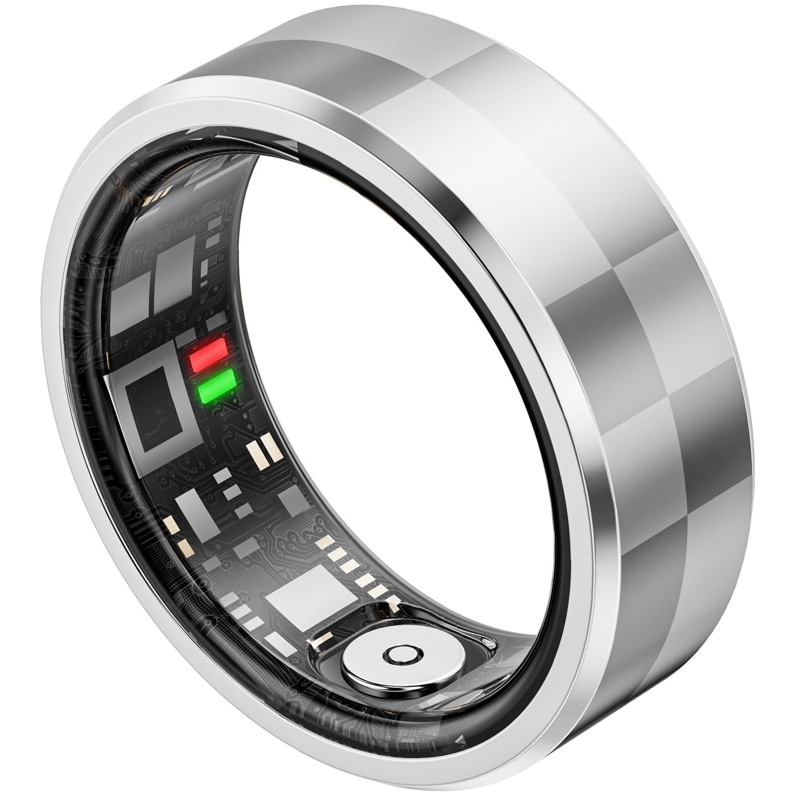 Smart Ring, Anello Fitness Tracker Impermeabile IP68 per Donna Uomo Touch Control Anello Fitness Tracker Indossabile Sonno, Monitoraggio Temperatura Corporea, Passi,Cicli