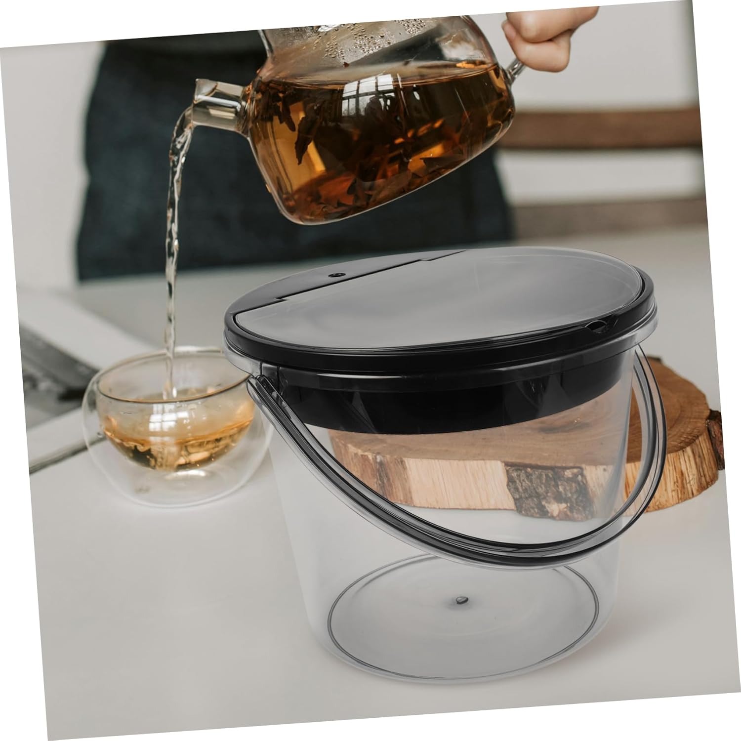 Tea Dregs Bucket Drainage Lid Large Garbage Can Lid for Rv Office Compost Portable Kitchen Trash Can Bin