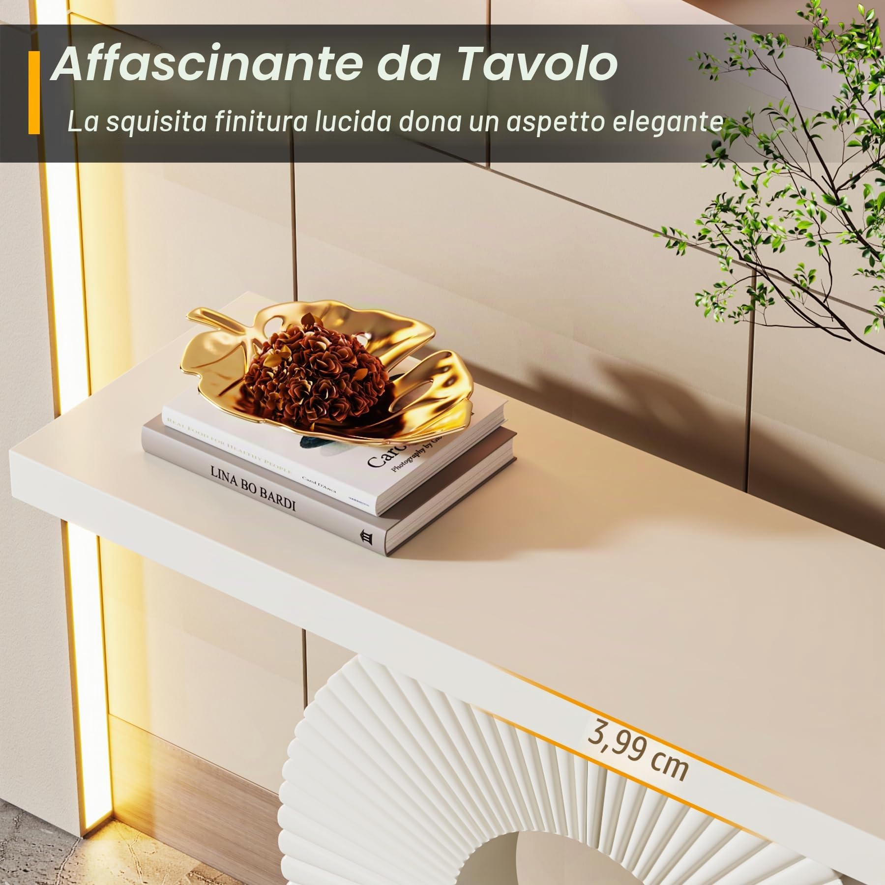 Tribesigns consolle ingresso moderno in Legno, con base geometrica, tavolo ingresso in legno,per soggiorno, corridoio, camera da letto,Campagnard-Stil 100 x 30 x 79cm Bianco