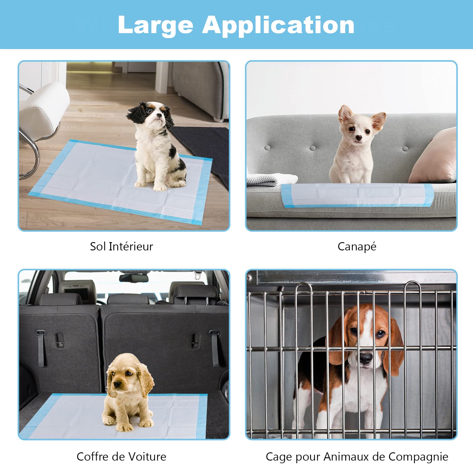 GOPLUS Lot de 150 Alaise pour Chien Jetable 60x90 CM Tapis Éducateur avec Surface Absorbant 5 Couches Anti-Fuite Imperméable