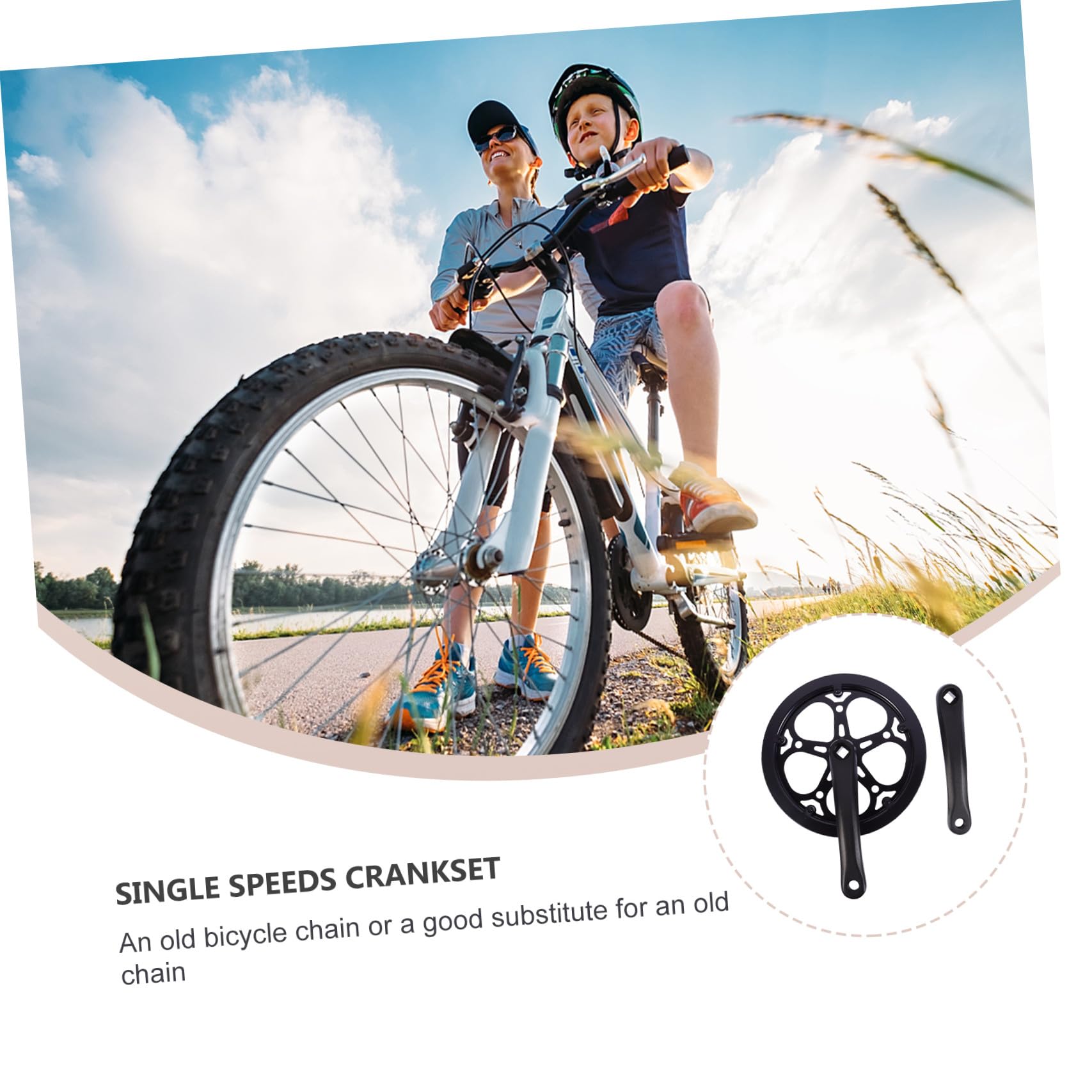 PLAFOPE Guarnitura Bici Monocorona in Ferro Nero 52 Denti e Pedivella 170mm, Accessorio Resistente per Sostituzione Bici Singola velocità