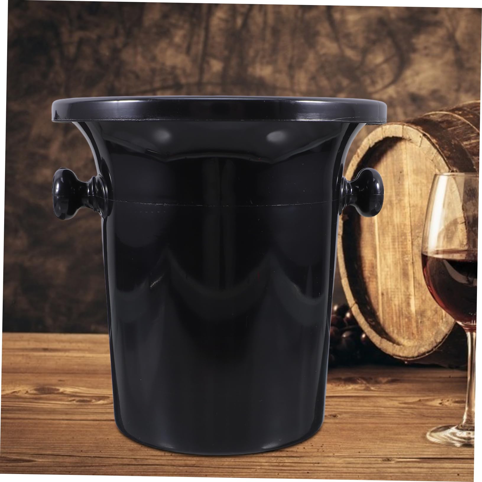 4 Cubos de Hielo Negros Redondos Doble Asa para Cata de Vino, Plástico Resistente y Diseño Occidental para Fiestas y Exposiciones