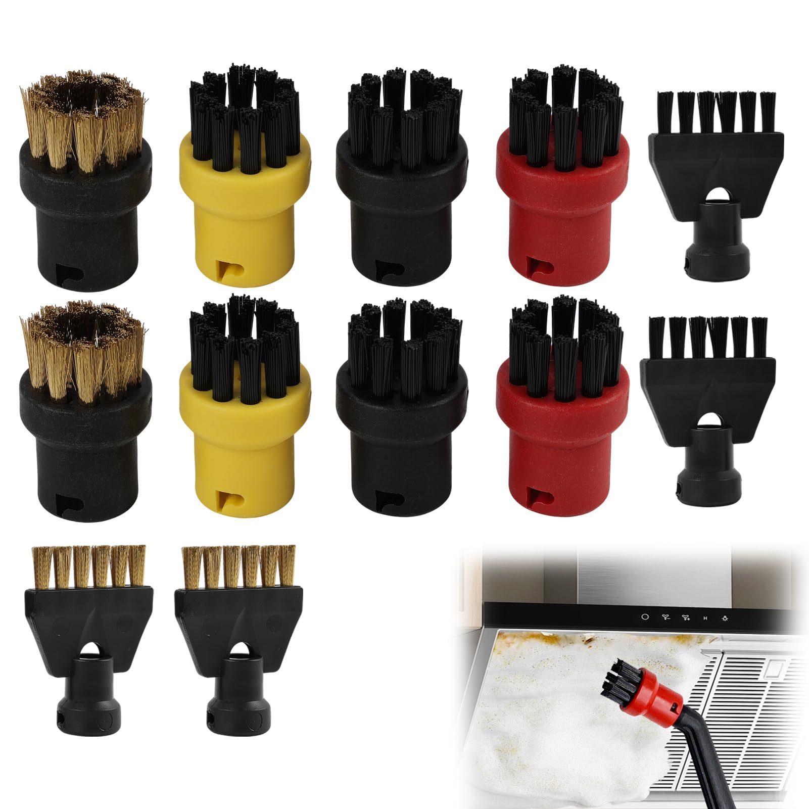 12 PCS Cepillos para Limpiador A Vapor Accesorios, Cepillos de Repuesto para Las Series Sc1 Sc2 Sc3 Sc4 Sc5 Ctk10, Resistentes, para Limpieza de Juntas, Suelos, Paredes, Cocina, Baño, Muebles