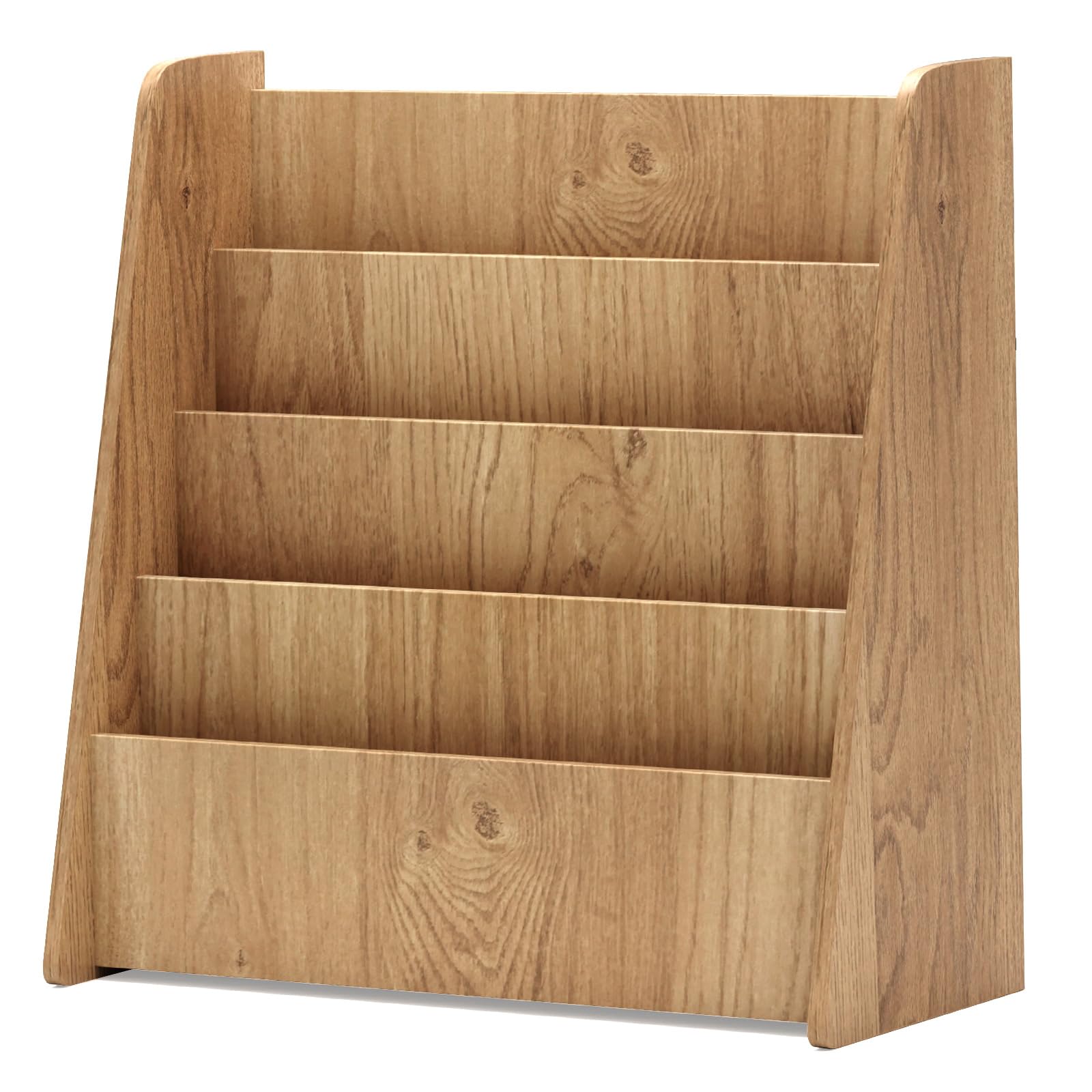 RELAX4LIFE Libreria Montessoriana per Bambini, Libreria in Legno a 4 Ripiani, Carico 40KG, Portariviste da Terra, Mobiletto Porta Libri per Cameretta e Asilo Nido (Naturale, 57,5x26,5x59 cm)