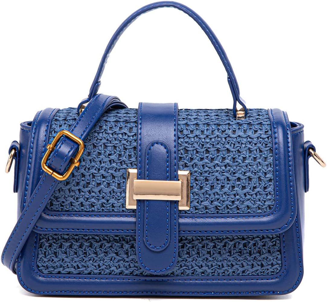 Top Handle Straw Crossbody Bags For Women, Designer Satchel Purse Summer Vacation Beach Purse
