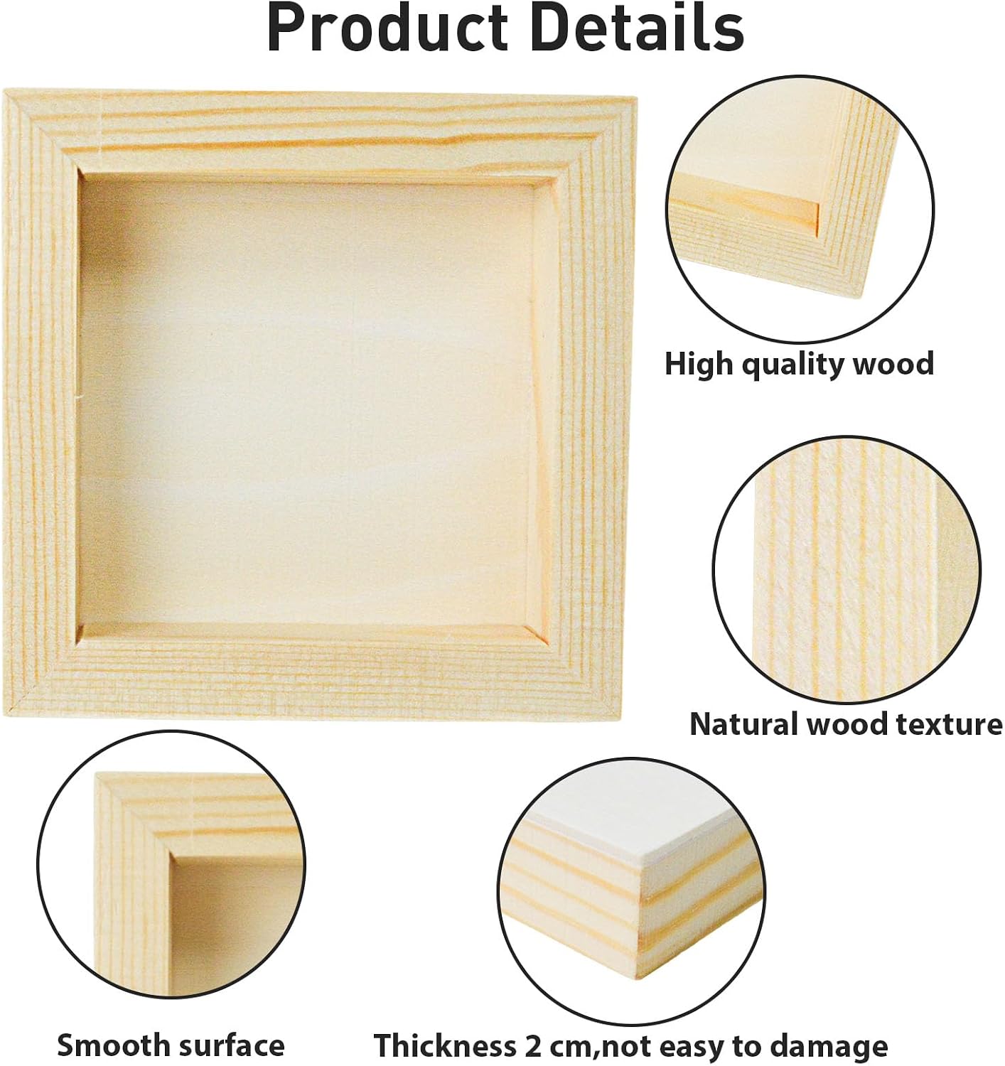 10 Pack 4 x 4 Inch Unfinished Wood Canvas Wooden Canvas Panels Wood Cradled Painting Panel Boards for Painting,Pouring,Arts and DIY Crafts Use with,Oils,Acrylics and More