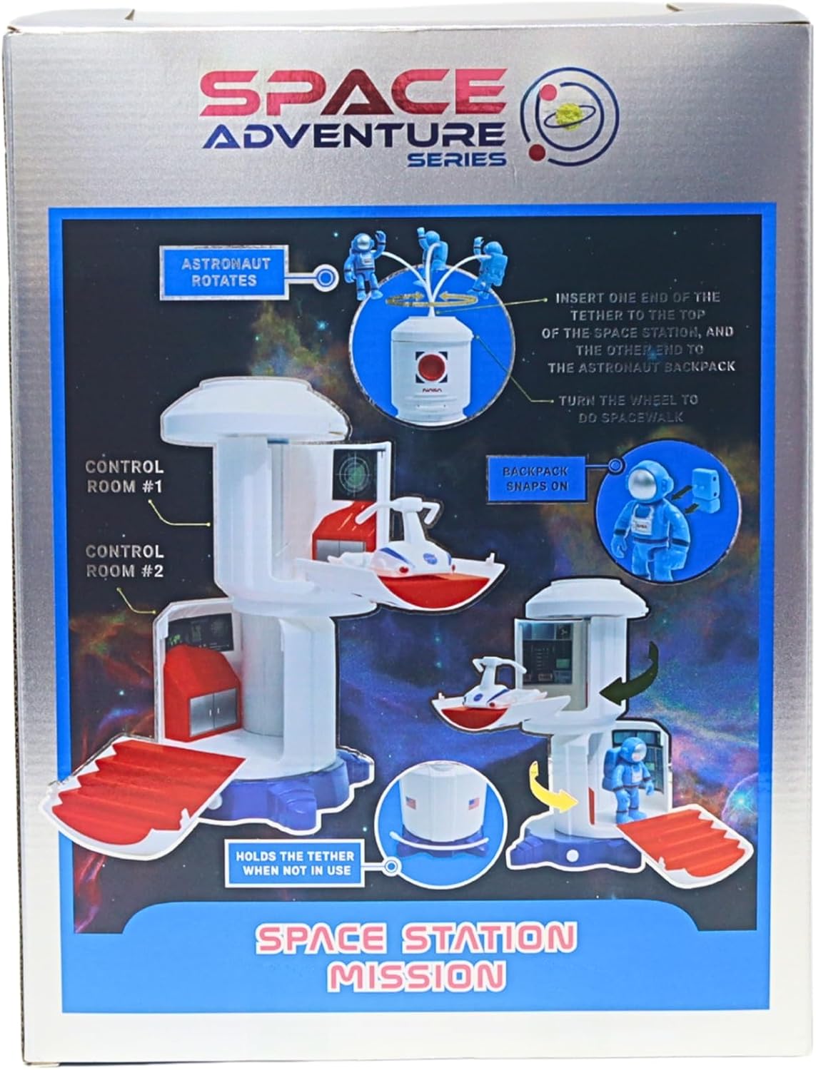 Space Adventure Space Station Playset – NASA Licensed Light & Sound Space Base with Capsule, Rover, Hover Scooter & Astronaut Figure, Plastic Space Toy & Collectible for Kids Ages 3+