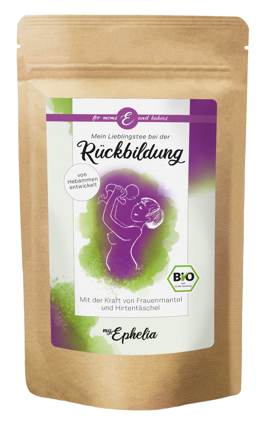 myEphelia Zestaw upominkowy składający się z 4 bio-herbaty + sitka, 100% ekologiczne, na narodziny, baby shower, ciąża, opracowany przez naszą położną (niebieski)