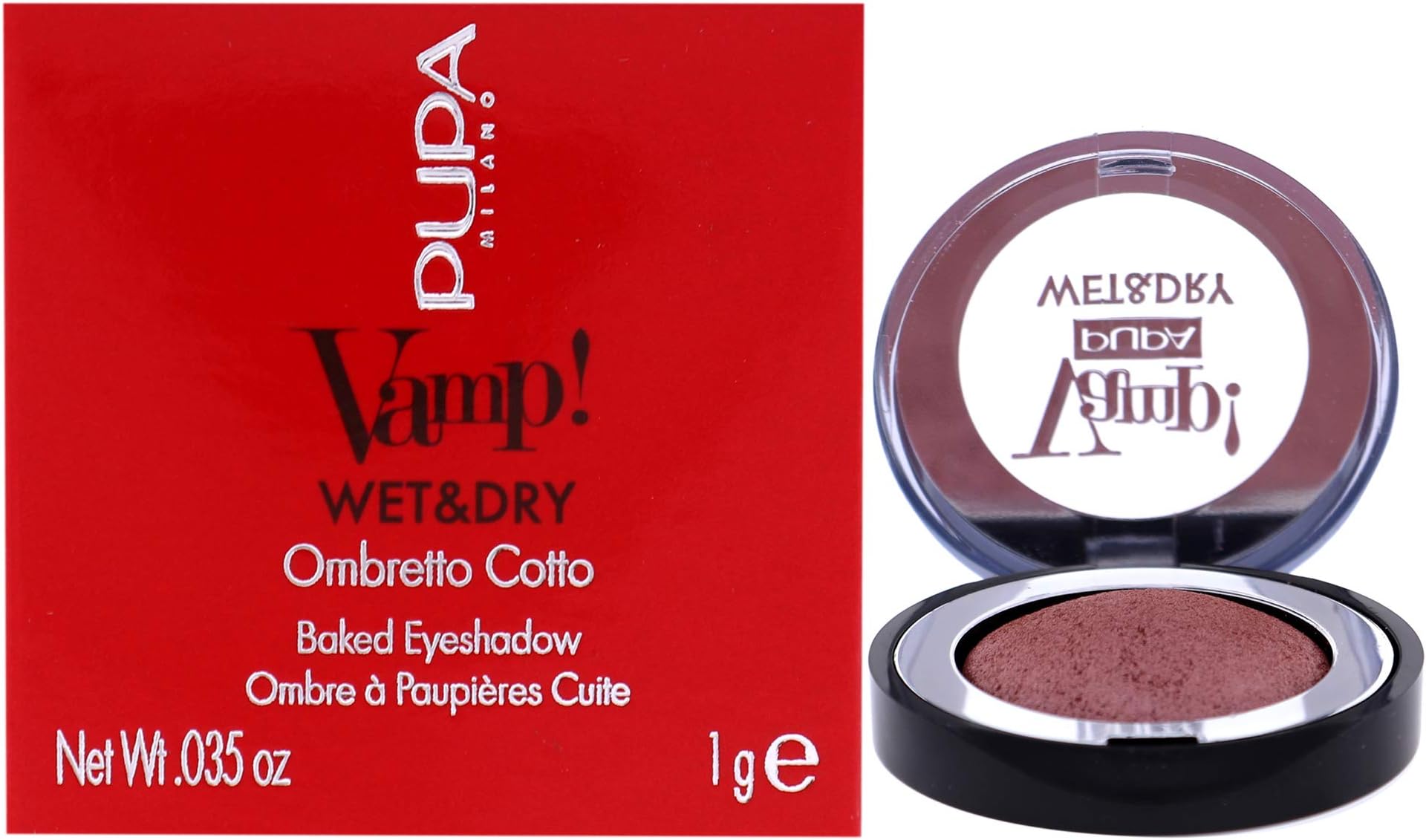 Vamp! Wet And Dry Baked Eyeshadow - Lightweight And Ultra-Fine Texture - Enhances The Eyelids With A Radiant And Multi-Faceted Colour - Satin To Pearly Finish - 202 Barbie Girl - 0.035 Oz
